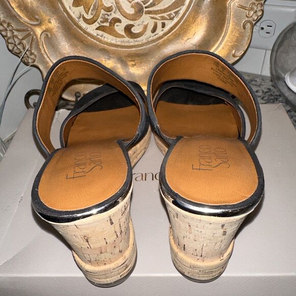 FRANCO SARTO Fiore Black Suede size 11M platforms/sandal cork Sole - Picture 6 of 12